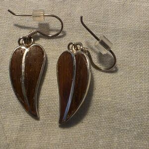 "Maile Leaf" or "Koa Wood Inlay" earrings Pierced Dangles